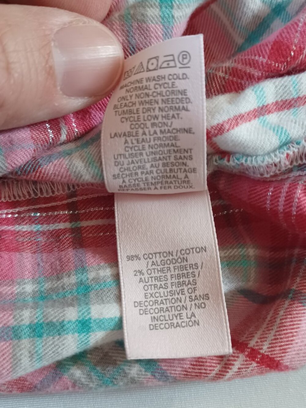 VS Victoria's Secret Womens Pajamas Set Flannel Pink Plaid Long Sleeve Size M - Picture 12 of 15